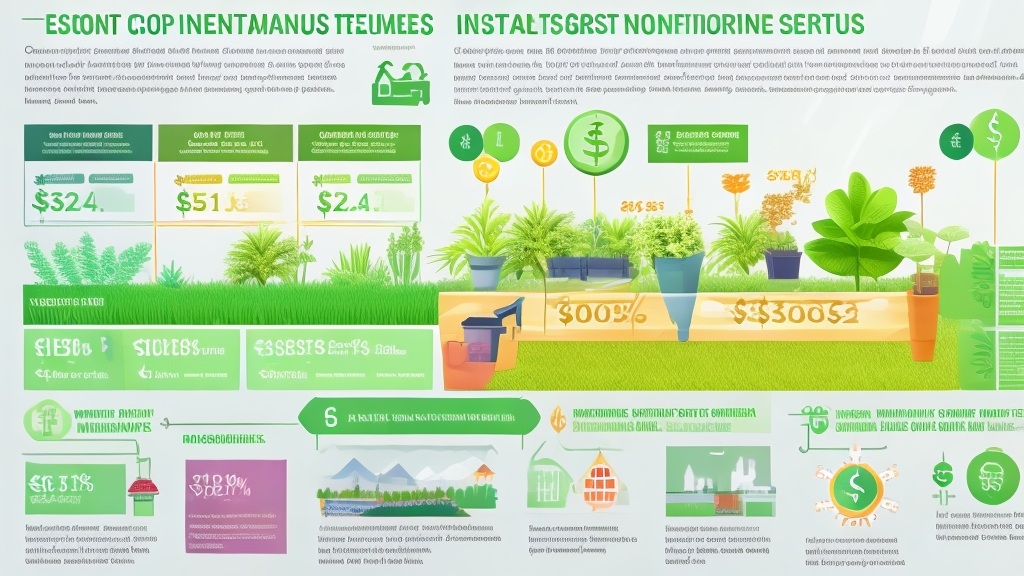 Kerti öntözőrendszer költség-haszon elemzés infografika diagramokkal és megtérülési számításokkal